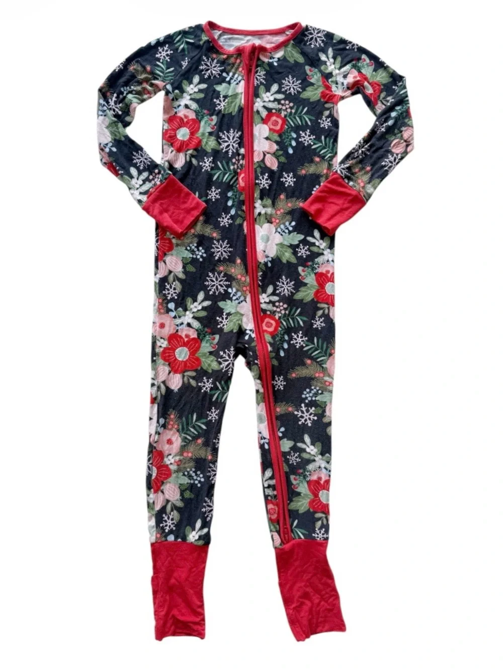 Little Sleepies Poinsettia Floral Bamboo Viscose Zippy Sleeper 3T